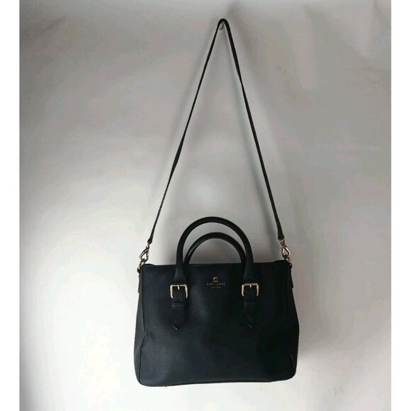KATE SPADE Black Leather COVE Street GOLDIE Tote Handbag Crossbody Strap - Picture 5 of 16